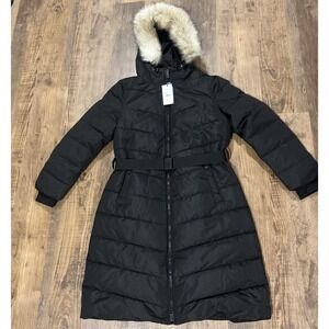 Noize Capri Long Length Parka Black Women's XL PETA Approved Vegan Polyester New